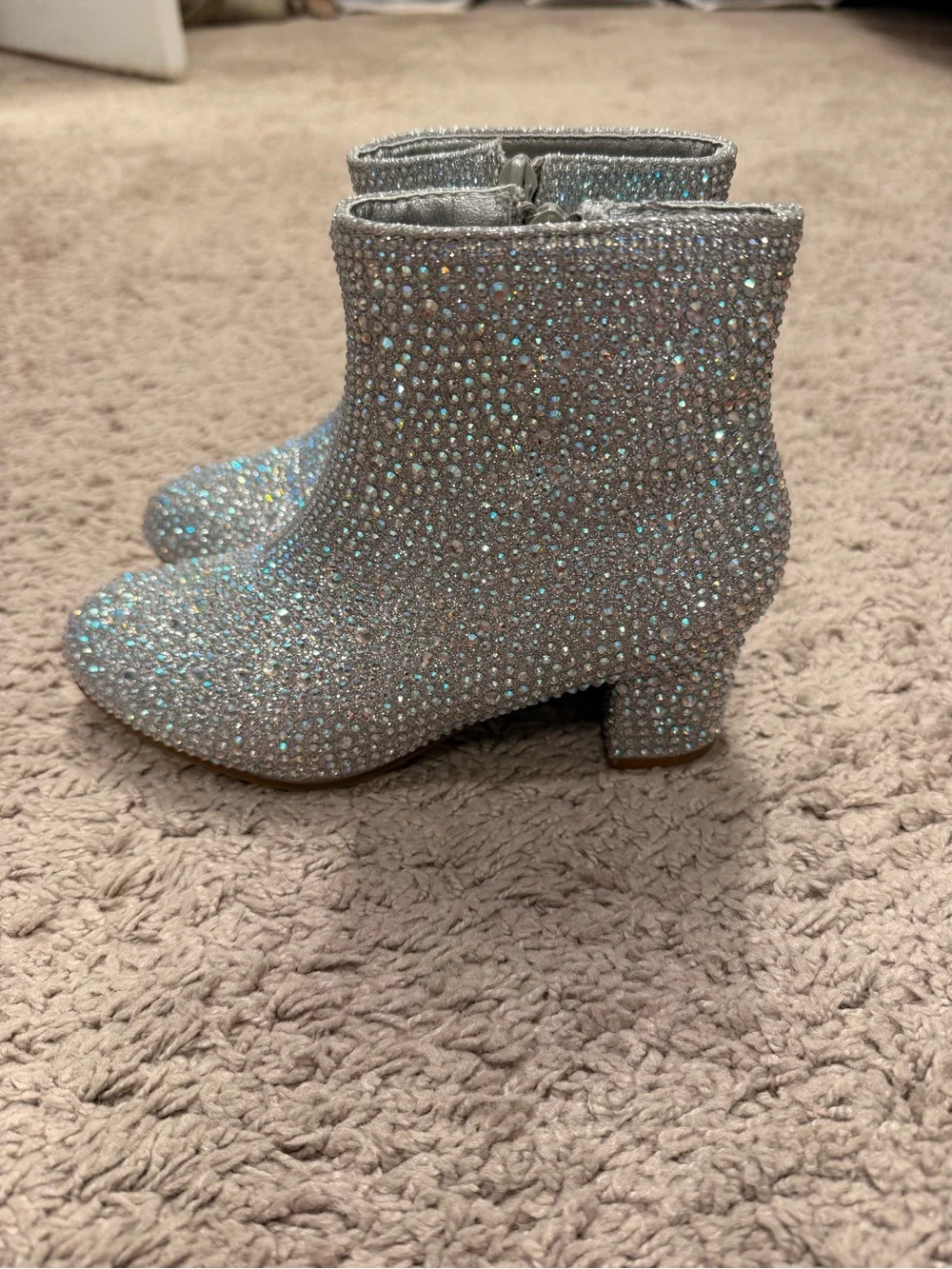 Link Kids Silver Crystal-Embellished Ankle Boots Size 2